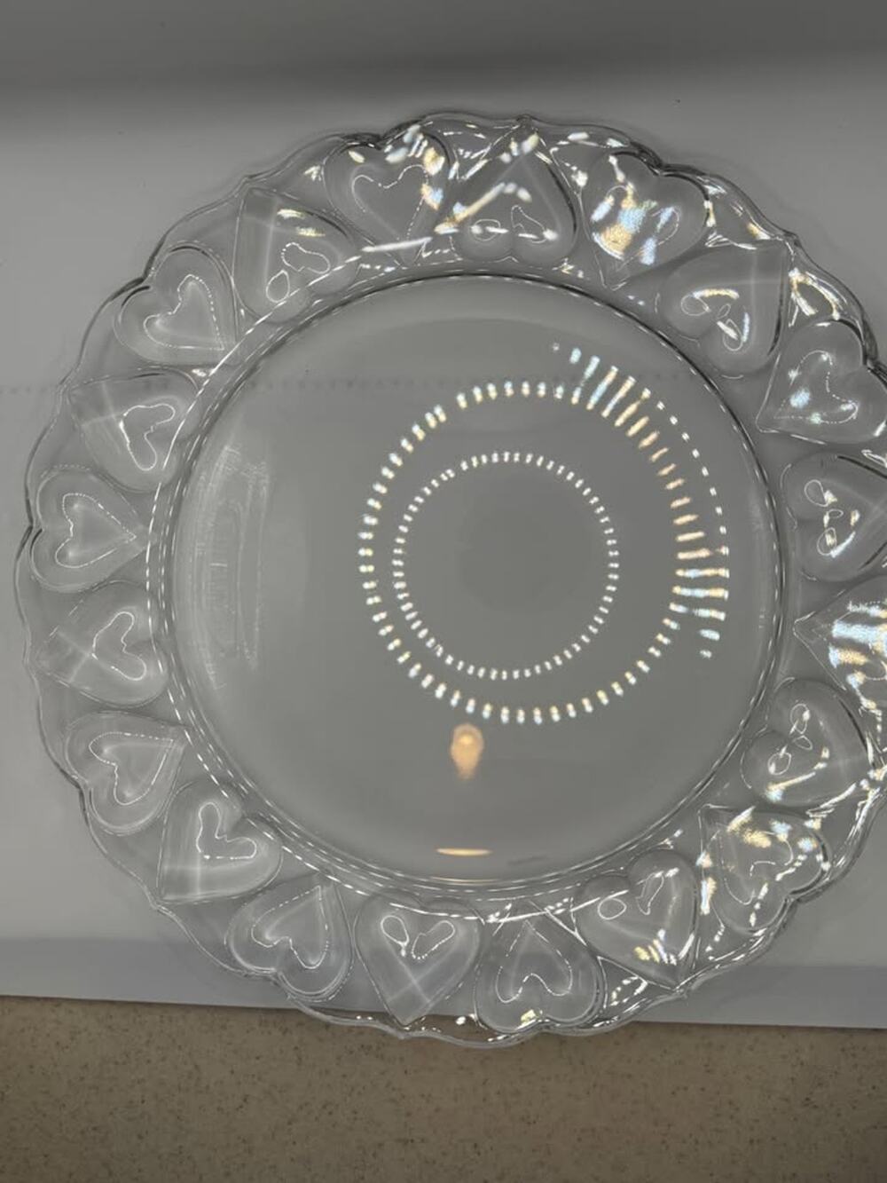 Tiffany & Co. Vintage Crystal Hearts 12” Round Serving Platter - Excellent